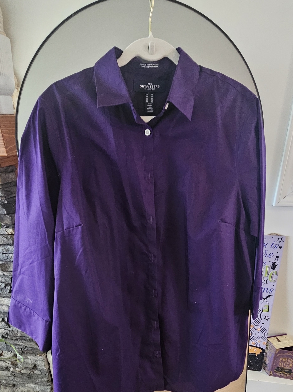 Lands' End Deep Purple Button-Up Shirt Plus Size 20
